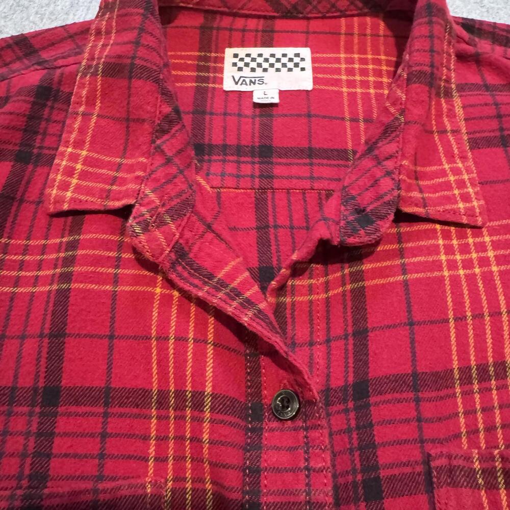 Vans Red Plaid Button-Up Flannel Casual Shirt - Men's Large - Picture 12 of 12